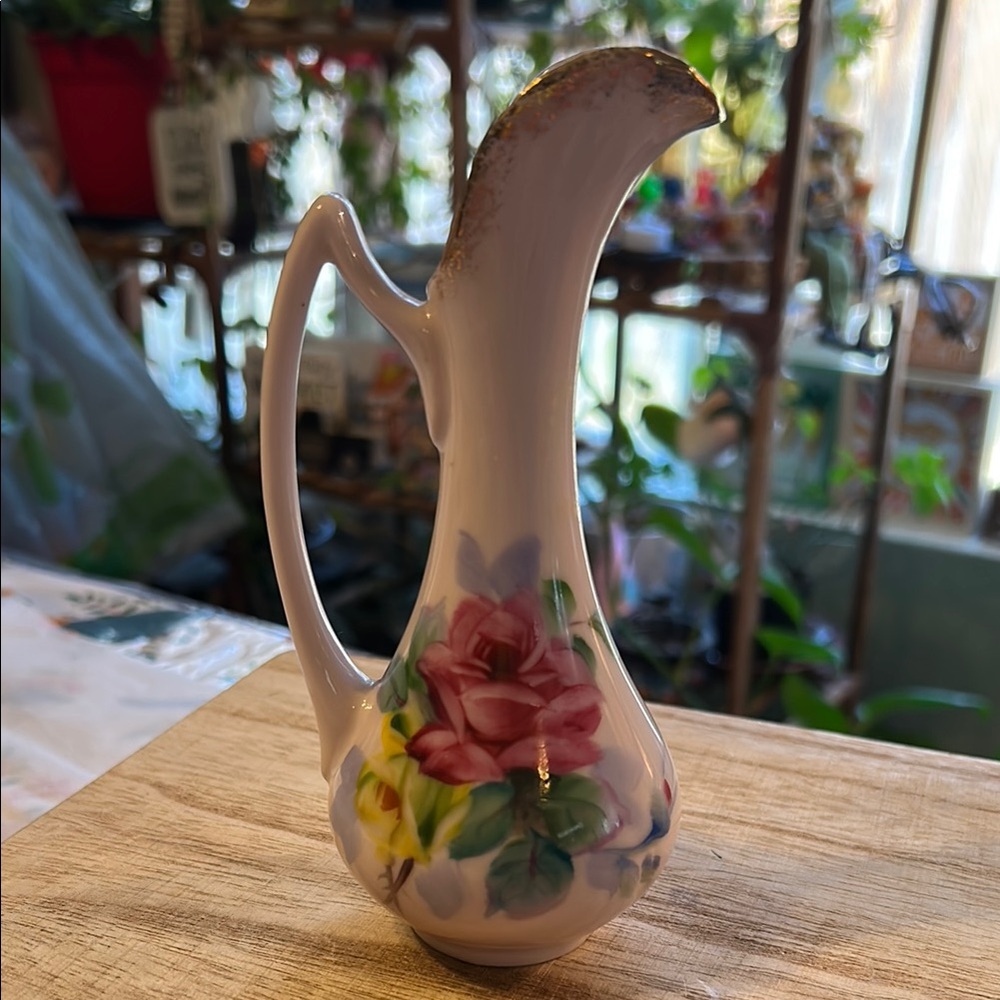 Light Pink Small Kelvin Fine China Creamer Pitcher Vase Floral Motif 1957 Vtg